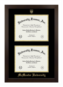 Double Degree (Stacked) Frame in Manhattan Espresso with Black & Gold Mats for DOCUMENT: 8 1/2"H X 11"W  , DOCUMENT: 8 1/2"H X 11"W  