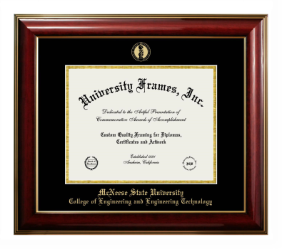 Diploma Frame in Classic Mahogany with Gold Trim with Black & Gold Mats for DOCUMENT: 8 1/2"H X 11"W  