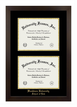 Double Degree (Stacked) Frame in Manhattan Espresso with Black & Gold Mats for DOCUMENT: 8 1/2"H X 11"W  , DOCUMENT: 8 1/2"H X 11"W  