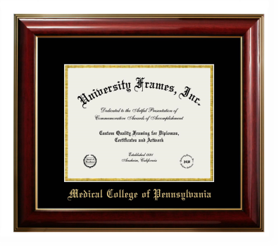 Diploma Frame in Classic Mahogany with Gold Trim with Black & Gold Mats for DOCUMENT: 8 1/2"H X 11"W  