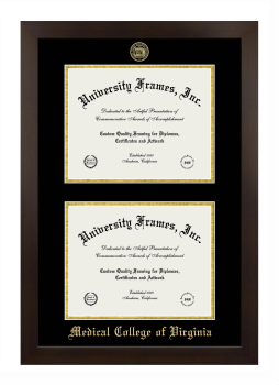 Double Degree (Stacked) Frame in Manhattan Espresso with Black & Gold Mats for DOCUMENT: 8 1/2"H X 11"W  , DOCUMENT: 8 1/2"H X 11"W  