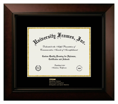 MedStar Union Memorial Hospital Diploma Frame in Legacy Black Cherry with Black & Gold Mats for DOCUMENT: 8 1/2"H X 11"W  