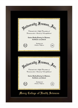 Double Degree (Stacked) Frame in Manhattan Espresso with Black & Gold Mats for DOCUMENT: 8 1/2"H X 11"W  , DOCUMENT: 8 1/2"H X 11"W  