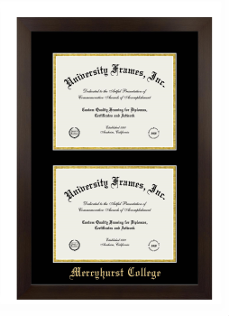 Double Degree (Stacked) Frame in Manhattan Espresso with Black & Gold Mats for DOCUMENT: 8 1/2"H X 11"W  , DOCUMENT: 8 1/2"H X 11"W  