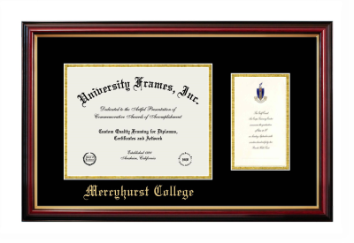 Diploma with Announcement Frame in Petite Mahogany with Gold Trim with Black & Gold Mats for DOCUMENT: 8 1/2"H X 11"W  ,  7"H X 4"W  