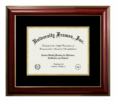 West Georgia Technical College Diploma Frame in Classic Mahogany with Gold Trim with Black & Gold Mats for DOCUMENT: 8 1/2"H X 11"W  
