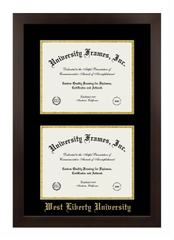 Double Degree (Stacked) Frame in Manhattan Espresso with Black & Gold Mats for DOCUMENT: 8 1/2"H X 11"W  , DOCUMENT: 8 1/2"H X 11"W  