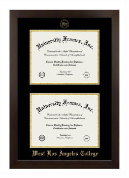 Double Degree (Stacked) Frame in Manhattan Espresso with Black & Gold Mats for DOCUMENT: 8 1/2"H X 11"W  , DOCUMENT: 8 1/2"H X 11"W  