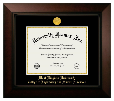 Diploma Frame in Legacy Black Cherry with Black & Gold Mats for DOCUMENT: 8 1/2"H X 11"W  