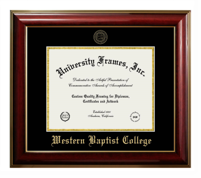 Diploma Frame in Classic Mahogany with Gold Trim with Black & Gold Mats for DOCUMENT: 8 1/2"H X 11"W  