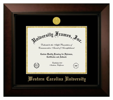 Western Carolina University Diploma Frame in Legacy Black Cherry with Black & Gold Mats for DOCUMENT: 8 1/2"H X 11"W  