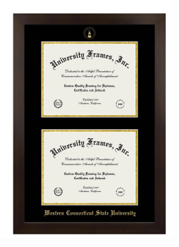 Double Degree (Stacked) Frame in Manhattan Espresso with Black & Gold Mats for DOCUMENT: 8 1/2"H X 11"W  , DOCUMENT: 8 1/2"H X 11"W  