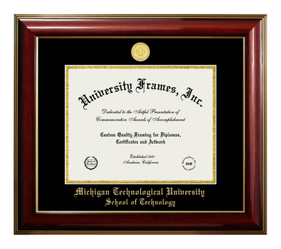 Diploma Frame in Classic Mahogany with Gold Trim with Black & Gold Mats for DOCUMENT: 8 1/2"H X 11"W  