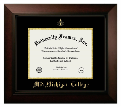 Diploma Frame in Legacy Black Cherry with Black & Gold Mats for DOCUMENT: 8 1/2"H X 11"W  