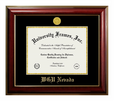 Western Governors University (Nevada) Diploma Frame in Classic Mahogany with Gold Trim with Black & Gold Mats for DOCUMENT: 8 1/2"H X 11"W  