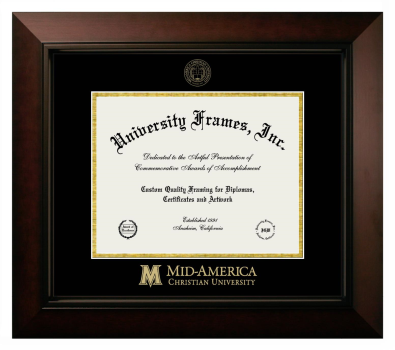 Diploma Frame in Legacy Black Cherry with Black & Gold Mats for DOCUMENT: 8 1/2"H X 11"W  