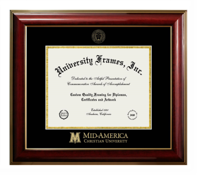 Diploma Frame in Classic Mahogany with Gold Trim with Black & Gold Mats for DOCUMENT: 8 1/2"H X 11"W  