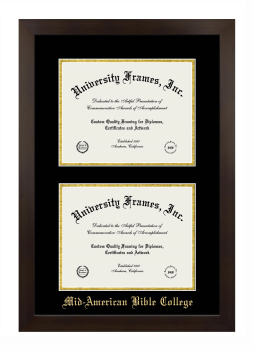 Double Degree (Stacked) Frame in Manhattan Espresso with Black & Gold Mats for DOCUMENT: 8 1/2"H X 11"W  , DOCUMENT: 8 1/2"H X 11"W  