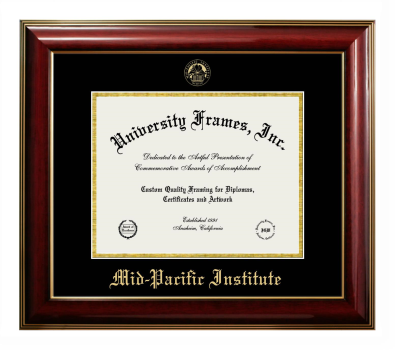 Diploma Frame in Classic Mahogany with Gold Trim with Black & Gold Mats for DOCUMENT: 8 1/2"H X 11"W  