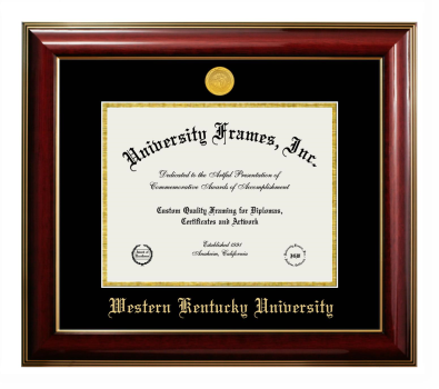 Diploma Frame in Classic Mahogany with Gold Trim with Black & Gold Mats for DOCUMENT: 8 1/2"H X 11"W  