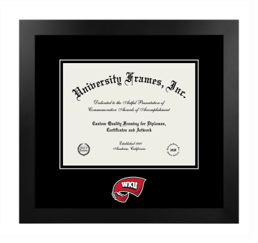 Logo Mat Frame in Manhattan Black with Black Mat for DOCUMENT: 8 1/2"H X 11"W  