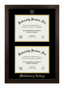 Double Degree (Stacked) Frame in Manhattan Espresso with Black & Gold Mats for DOCUMENT: 8 1/2"H X 11"W  , DOCUMENT: 8 1/2"H X 11"W  