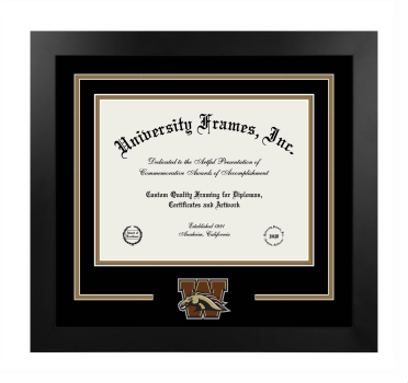 Logo Mat Frame in Manhattan Black with Black & Bronze Mats for DOCUMENT: 8 1/2"H X 11"W  