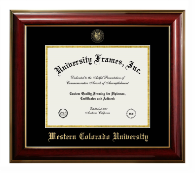 Western Colorado University Diploma Frame in Classic Mahogany with Gold Trim with Black & Gold Mats for DOCUMENT: 8 1/2"H X 11"W  