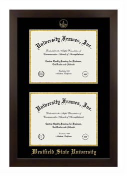 Double Degree (Stacked) Frame in Manhattan Espresso with Black & Gold Mats for DOCUMENT: 8 1/2"H X 11"W  , DOCUMENT: 8 1/2"H X 11"W  