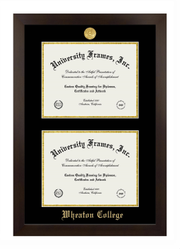 Double Degree (Stacked) Frame in Manhattan Espresso with Black & Gold Mats for DOCUMENT: 8 1/2"H X 11"W  , DOCUMENT: 8 1/2"H X 11"W  