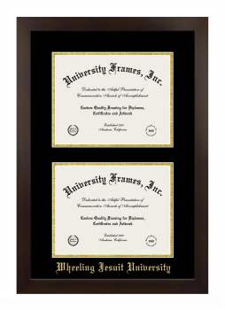 Double Degree (Stacked) Frame in Manhattan Espresso with Black & Gold Mats for DOCUMENT: 8 1/2"H X 11"W  , DOCUMENT: 8 1/2"H X 11"W  