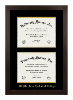 Double Degree (Stacked) Frame in Manhattan Espresso with Black & Gold Mats for DOCUMENT: 8 1/2"H X 11"W  , DOCUMENT: 8 1/2"H X 11"W  