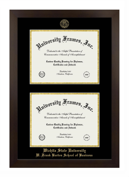 Double Degree (Stacked) Frame in Manhattan Espresso with Black & Gold Mats for DOCUMENT: 8 1/2"H X 11"W  , DOCUMENT: 8 1/2"H X 11"W  