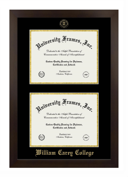 Double Degree (Stacked) Frame in Manhattan Espresso with Black & Gold Mats for DOCUMENT: 8 1/2"H X 11"W  , DOCUMENT: 8 1/2"H X 11"W  