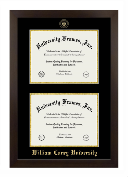 Double Degree (Stacked) Frame in Manhattan Espresso with Black & Gold Mats for DOCUMENT: 8 1/2"H X 11"W  , DOCUMENT: 8 1/2"H X 11"W  