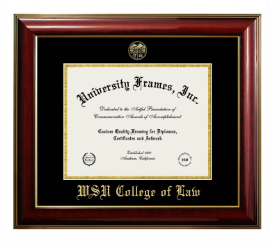 Diploma Frame in Classic Mahogany with Gold Trim with Black & Gold Mats for DOCUMENT: 8 1/2"H X 11"W  