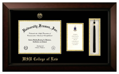 Diploma with Announcement & Tassel Box Frame in Legacy Black Cherry with Black & Gold Mats for DOCUMENT: 8 1/2"H X 11"W  ,  7"H X 4"W  