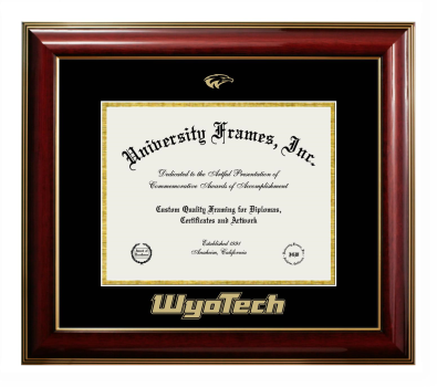 Diploma Frame in Classic Mahogany with Gold Trim with Black & Gold Mats for DOCUMENT: 8 1/2"H X 11"W  