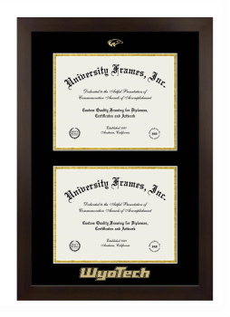 Double Degree (Stacked) Frame in Manhattan Espresso with Black & Gold Mats for DOCUMENT: 8 1/2"H X 11"W  , DOCUMENT: 8 1/2"H X 11"W  