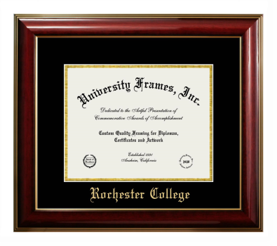 Diploma Frame in Classic Mahogany with Gold Trim with Black & Gold Mats for DOCUMENT: 8 1/2"H X 11"W  