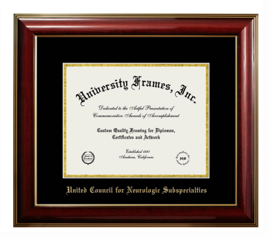 Diploma Frame in Classic Mahogany with Gold Trim with Black & Gold Mats for DOCUMENT: 8 1/2"H X 11"W  