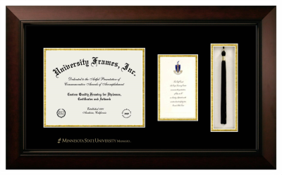 Diploma with Announcement & Tassel Box Frame in Legacy Black Cherry with Black & Gold Mats for DOCUMENT: 8 1/2"H X 11"W  ,  7"H X 4"W  