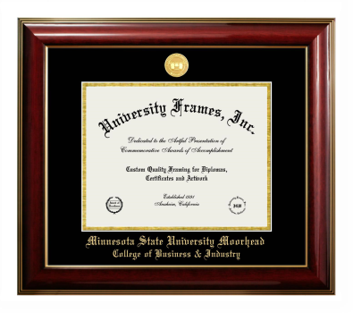 Diploma Frame in Classic Mahogany with Gold Trim with Black & Gold Mats for DOCUMENT: 8 1/2"H X 11"W  