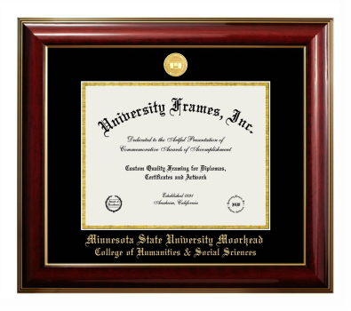 Diploma Frame in Classic Mahogany with Gold Trim with Black & Gold Mats for DOCUMENT: 8 1/2"H X 11"W  