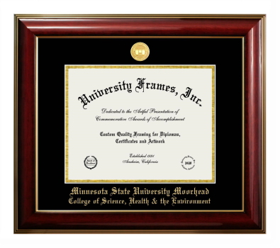 Diploma Frame in Classic Mahogany with Gold Trim with Black & Gold Mats for DOCUMENT: 8 1/2"H X 11"W  