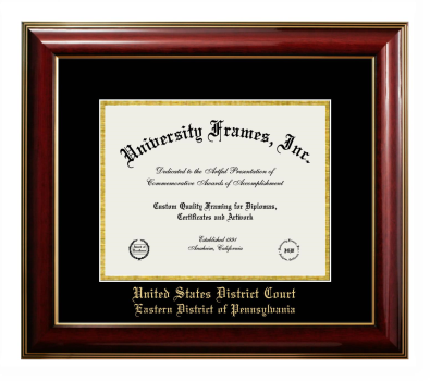 Diploma Frame in Classic Mahogany with Gold Trim with Black & Gold Mats for DOCUMENT: 8 1/2"H X 11"W  