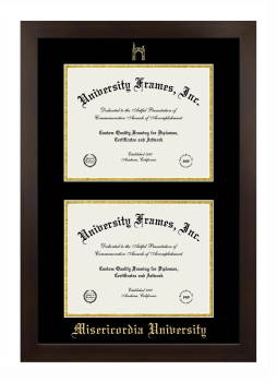 Double Degree (Stacked) Frame in Manhattan Espresso with Black & Gold Mats for DOCUMENT: 8 1/2"H X 11"W  , DOCUMENT: 8 1/2"H X 11"W  