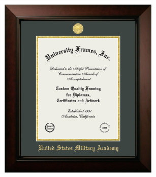 United States Military Academy (West Point) Diploma Frame in Legacy Black Cherry with Forest Green & Gold Mats for DOCUMENT: 14"H X 11"W  