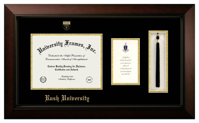 Diploma with Announcement & Tassel Box Frame in Legacy Black Cherry with Black & Gold Mats for DOCUMENT: 8 1/2"H X 11"W  ,  7"H X 4"W  