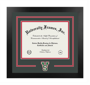 Logo Mat Frame in Manhattan Black with Forest Green & Red Mats for DOCUMENT: 8 1/2"H X 11"W  